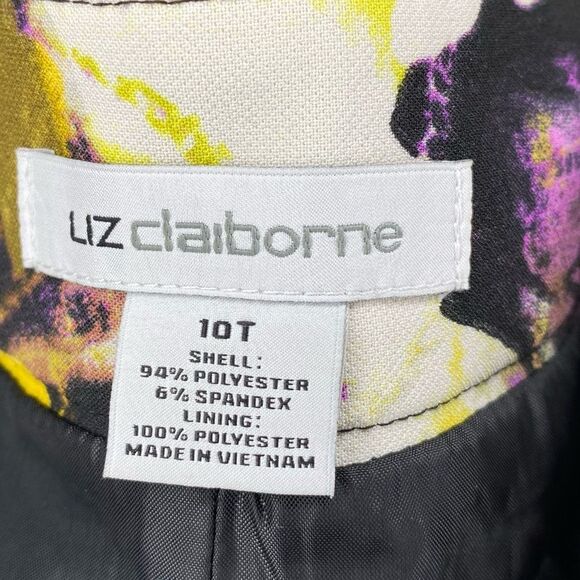 Liz Claiborne Black Floral Inverted Pleated Pockets Skirt 10 Tall Lined Side Zip - Picture 12 of 12